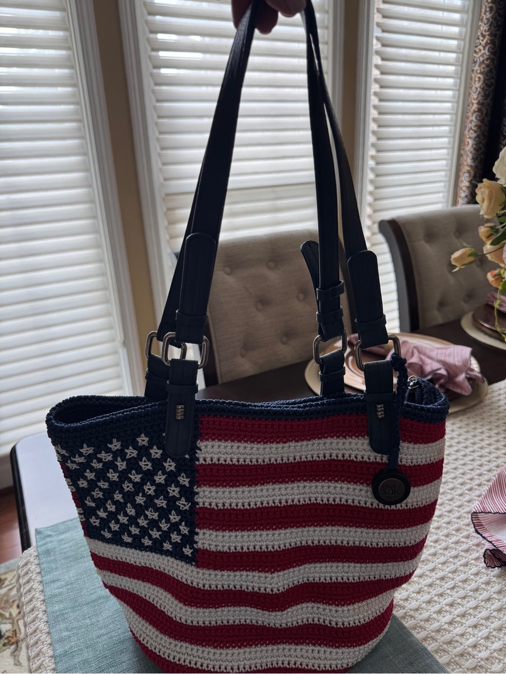 The Sak American Flag Crochet Tote - Red/White/Blue